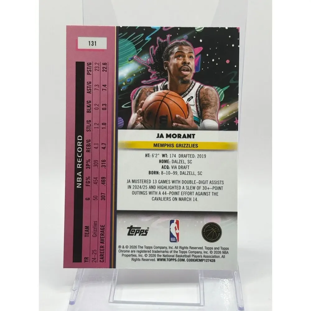 2025-26 Topps Cosmic Chrome Ja Morant Purple Nebula Refractor 8/150 SP Grizzlies